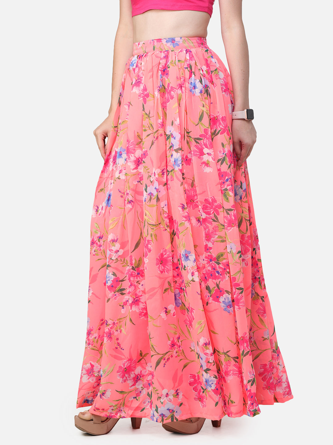 Floral maxi flared discount skirt