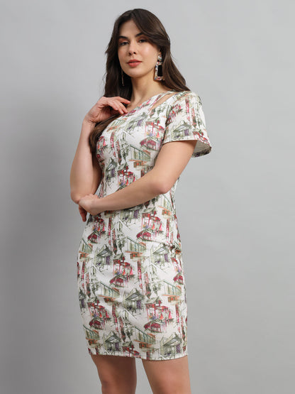 SCORPIUS Floral Print Sheath Dress