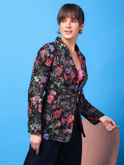 Midnight Garden Crepe Blazer Shrug