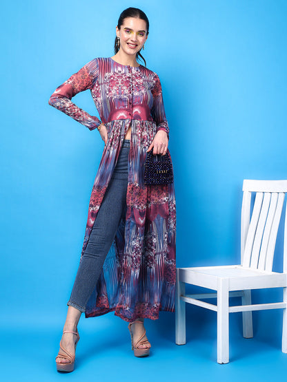 Floral Printed Georgette Longline Tunic