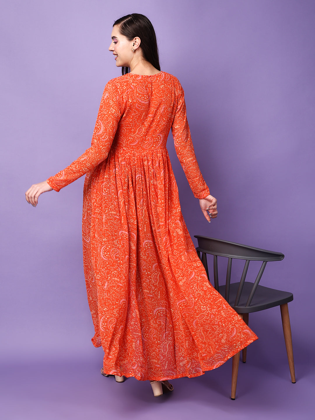 Ethnic Motifs Printed Chiffon Longline Tunics