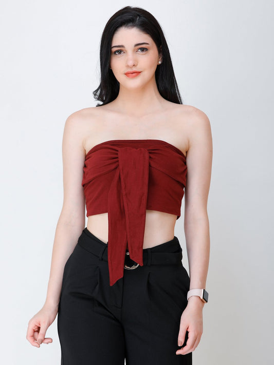 SCORPIUS Maroon knot tube top