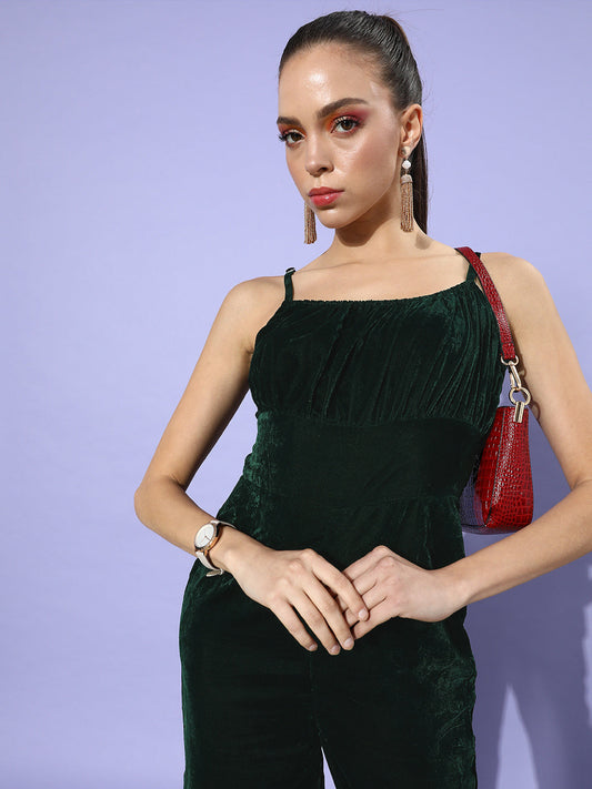 SCORPIUS Green Velvet Jumpsuit