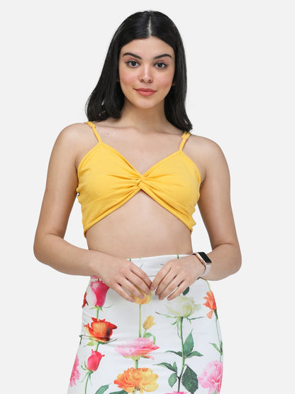 SCORPIUS YELLOW FRONT CROSS STRAP TOP