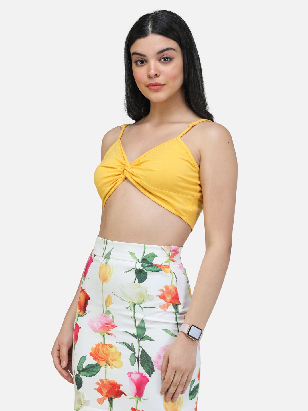 SCORPIUS YELLOW FRONT CROSS STRAP TOP