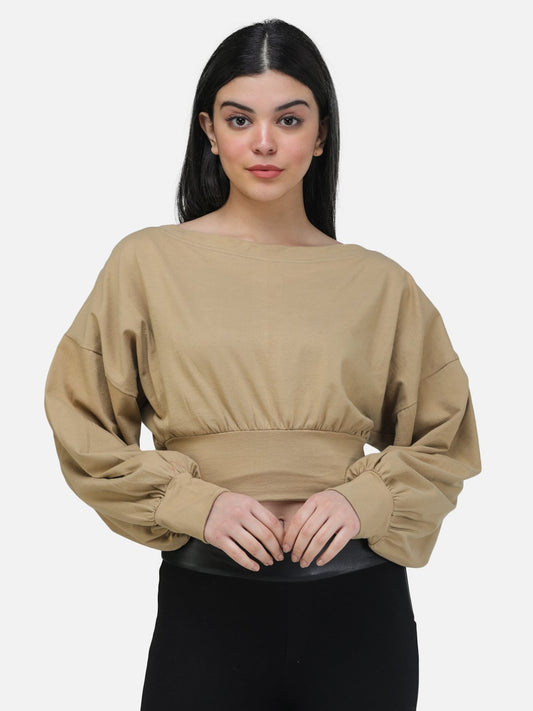 SCORPIUS GOLD BALOON SLEEVE CROP TOP