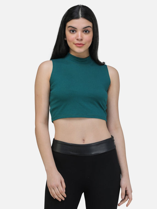 SCORPIUS GREEN CUT SLEEVE CROP TOP