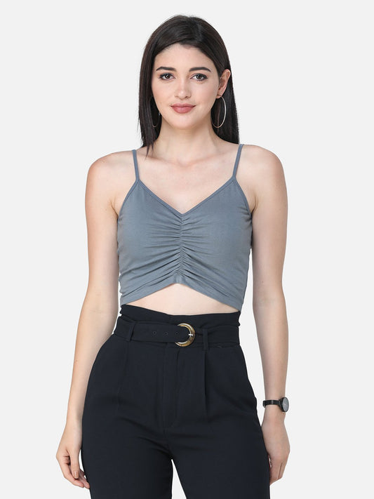 SCORPIUS SOLID GREY CROP TOP