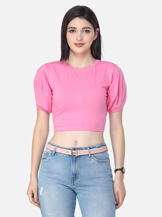 SCORPIUS SOLID PINK CROP TOP