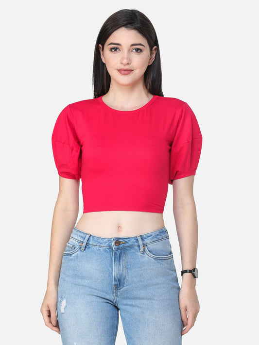 SCORPIUS SOLID PINK CROP TOP