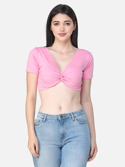 SCORPIUS SOLID PINK CROP TOP