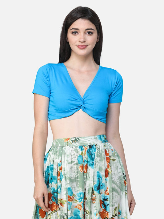 SCORPIUS SOLID BLUE CROP TOP