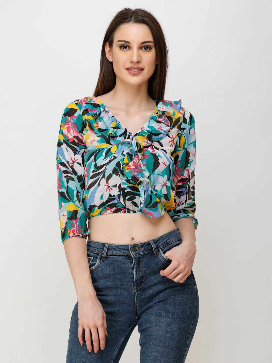 SCORPIUS Women Multicoloured Floral Printed Top