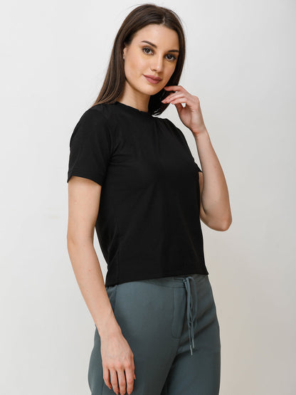 SCORPIUS Women Black Solid Top