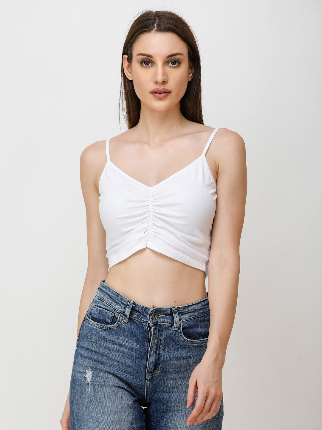 SCORPIUS Women White Solid Crop Top