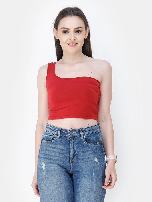 Maroon Solid Crop Top