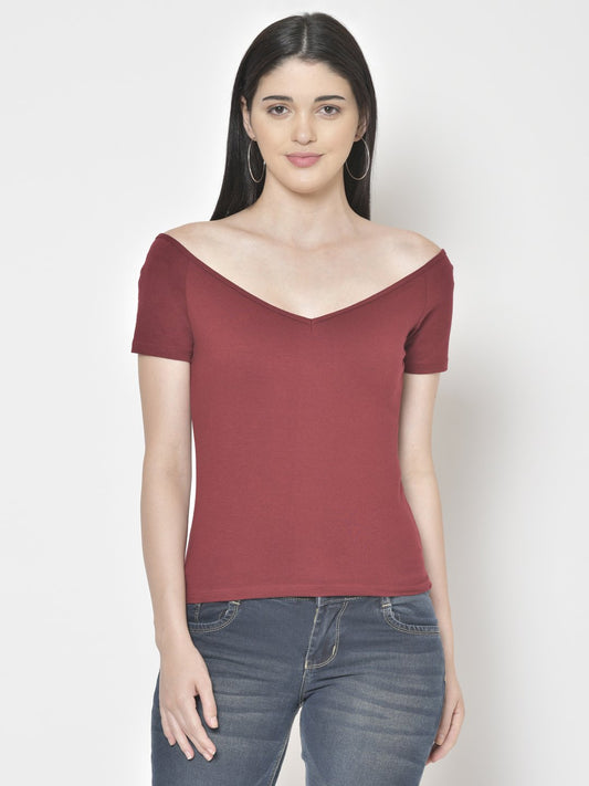 Cation Maroon Solid Top