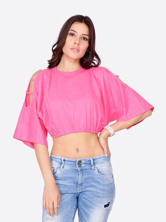 SCORPIUS SOLID PINK CROPTOP