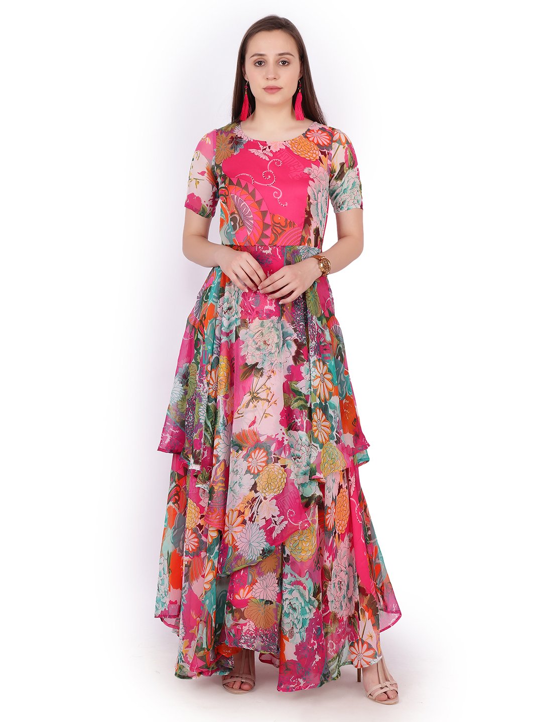RK Designer Women Ethnic Dress Pink, Red Dress - Buy RK Designer Women Ethnic  Dress Pink, Red Dress Online at Best Prices in India | Flipkart.com
