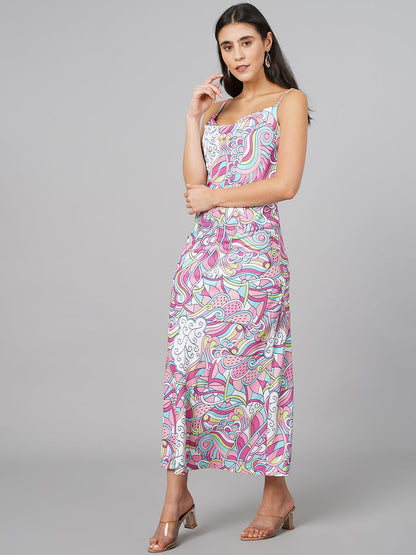 SCORPIUS Satin Abstract Printed Dress