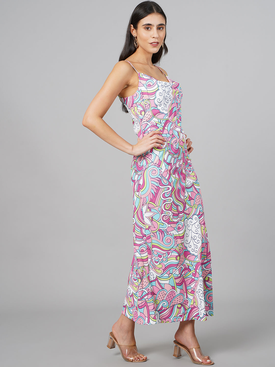 SCORPIUS Satin Abstract Printed Dress