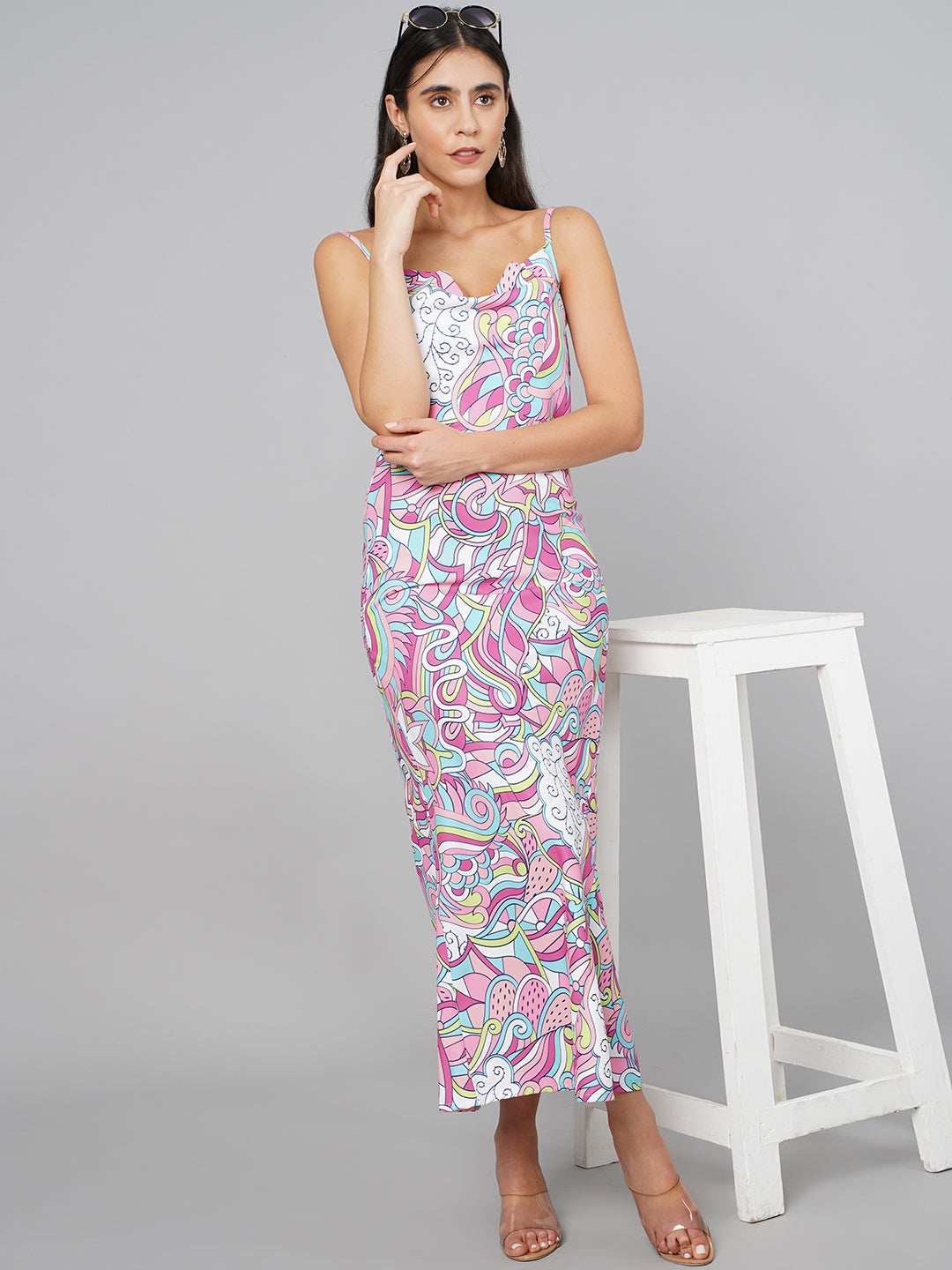 SCORPIUS Satin Abstract Printed Dress