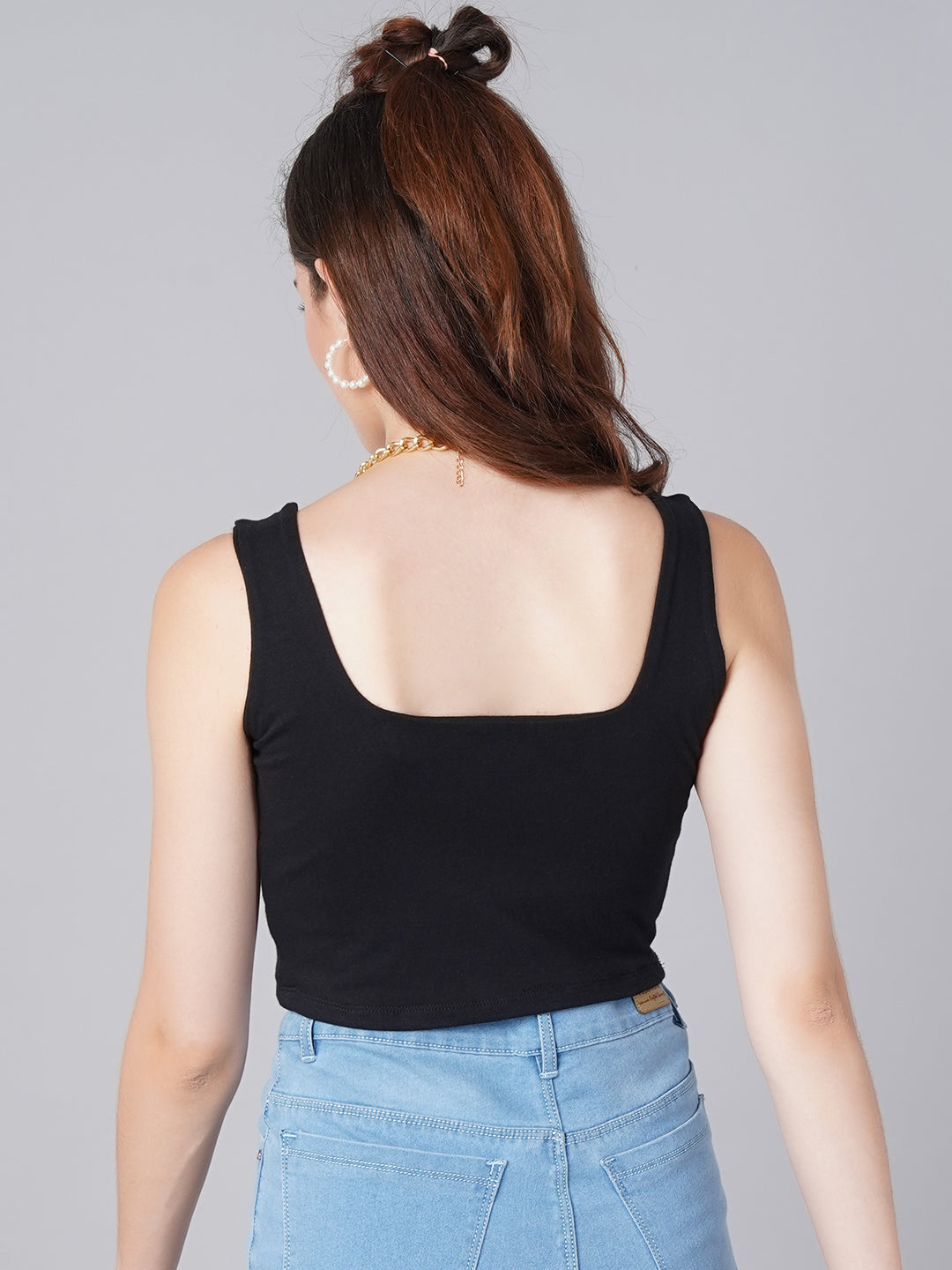 Black square neck 2024 spaghetti strap top