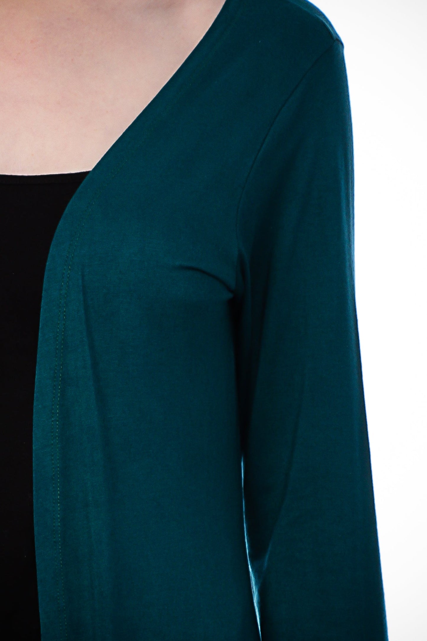 SCORPIUS Teal Solid Open Front Shrug