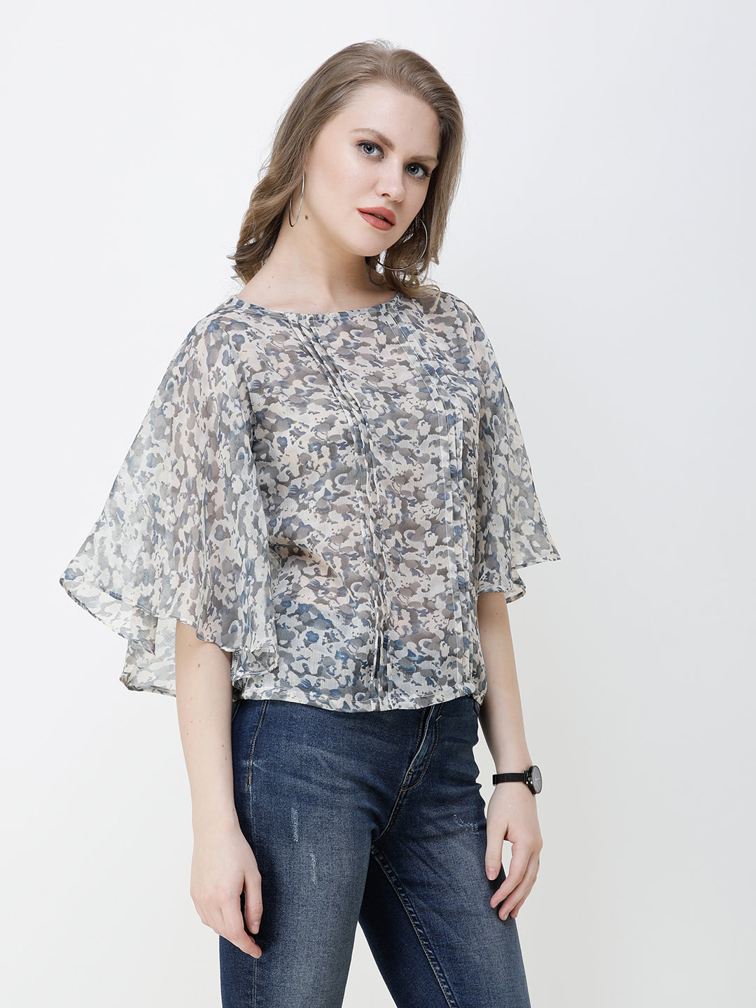 SCORPIUS Women Grey Printed Top