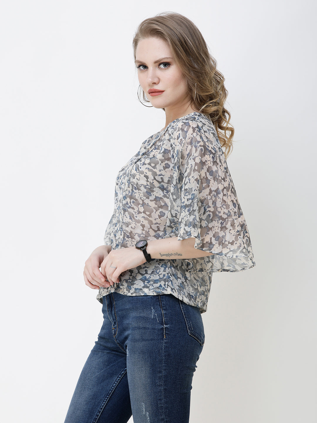 SCORPIUS Women Grey Printed Top