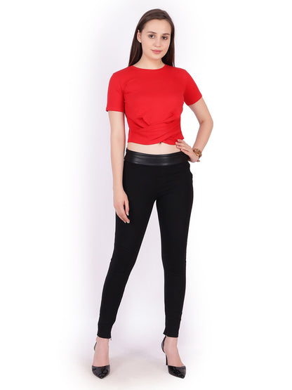 SCORPIUS Red front knot Crop top