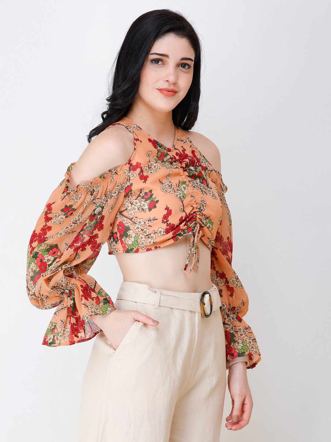 SCORPIUS printed floral styled front crop top