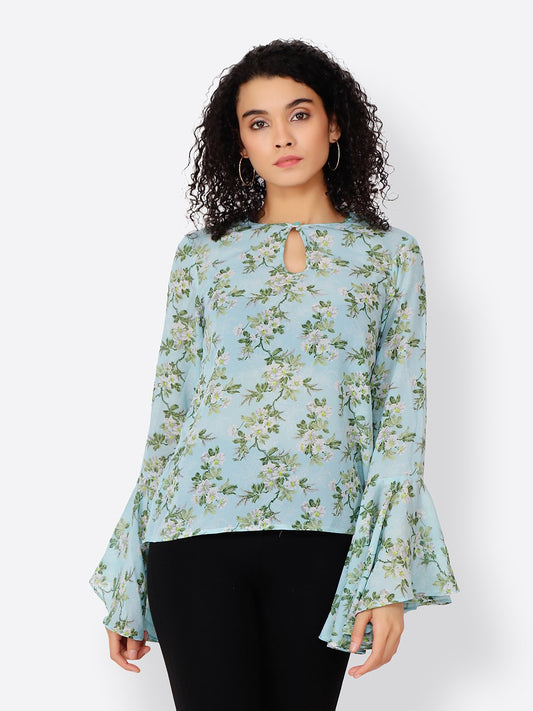 Cation Blue Printed Top