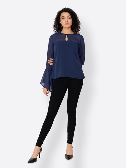 Cation Navy Blue Solid Top