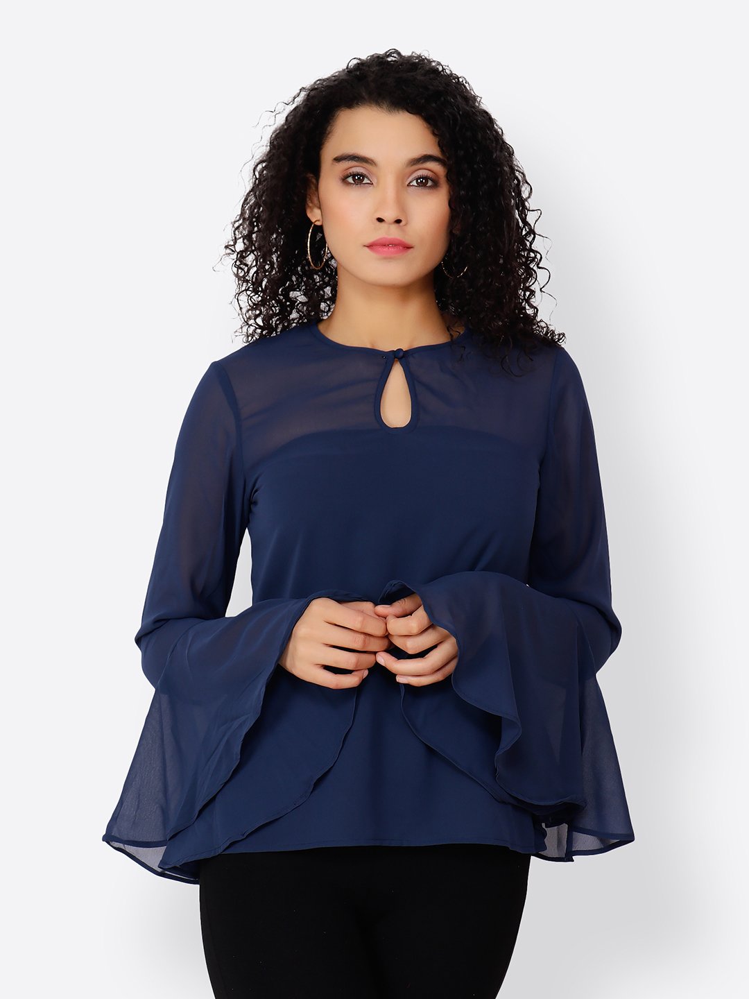 Cation Navy Blue Solid Top