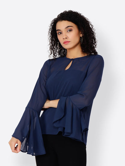 Cation Navy Blue Solid Top