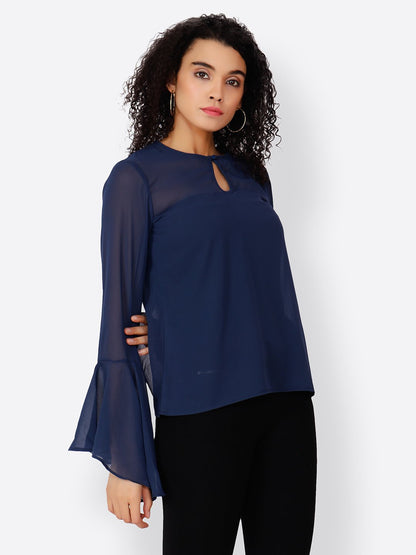 Cation Navy Blue Solid Top