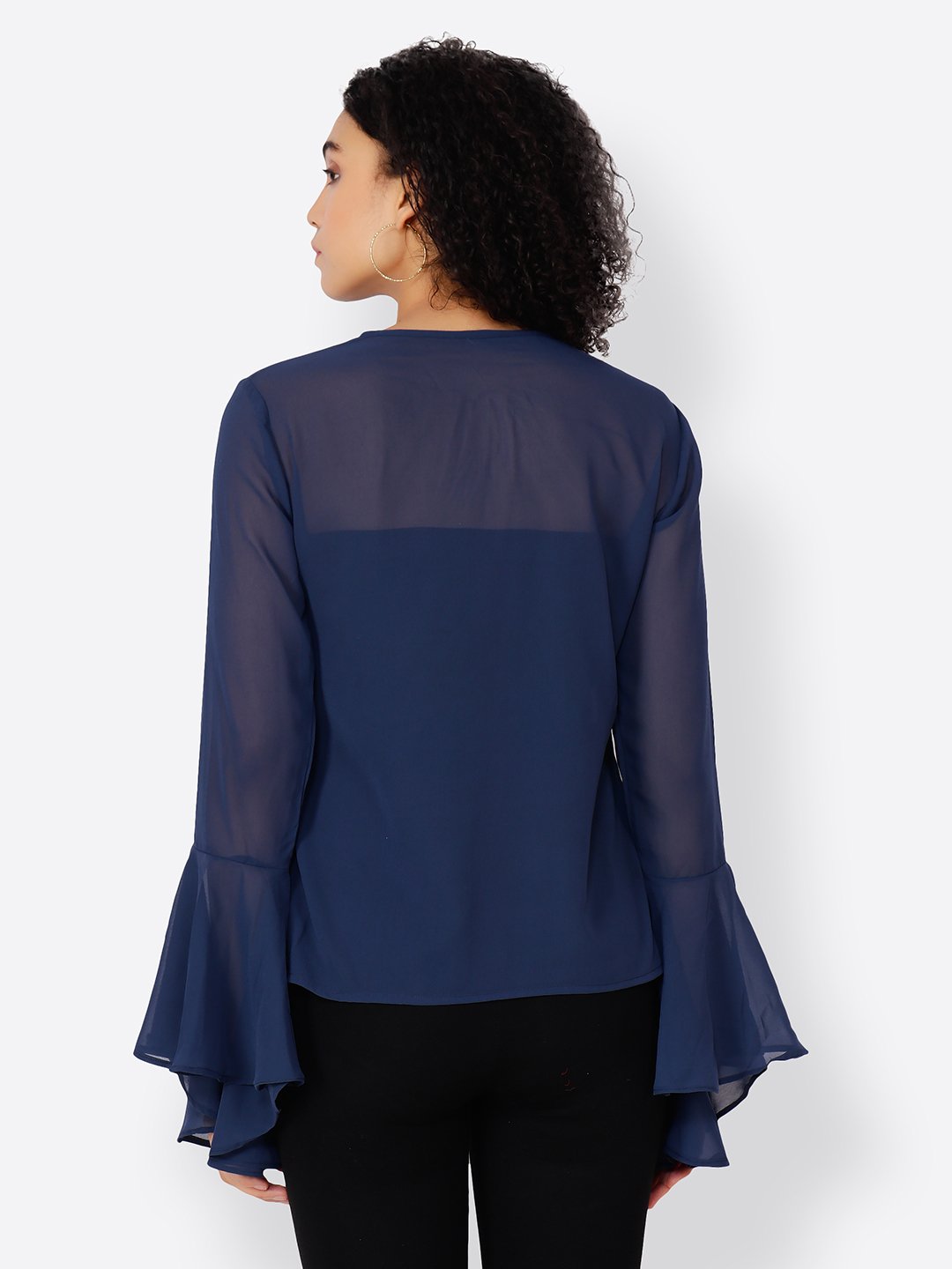 Cation Navy Blue Solid Top