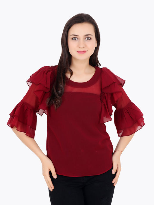 Maroon Solid Top